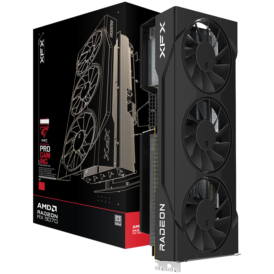 XFX Swift AMD Radeon RX 9070 GRE Triple 90mm Fan Gaming, 12GB GDDR6 192bit, 2790MHz / 18Gbps, HDMI 3xDP, AMD RDNA 4, 3 fan, 2 slot, WHITE