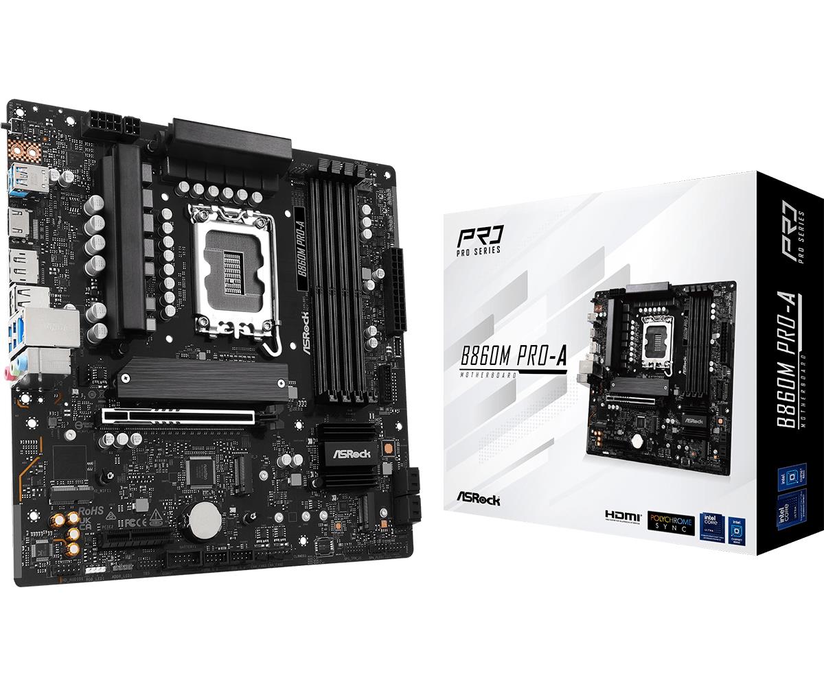 Mainboard|ASROCK|Intel B860|LGA 1851 (Socket V1)|micro ATX|RAM DDR5-SDRAM|4xSlots|3xNumber of M.2 (M) slots|B860MPRO-A