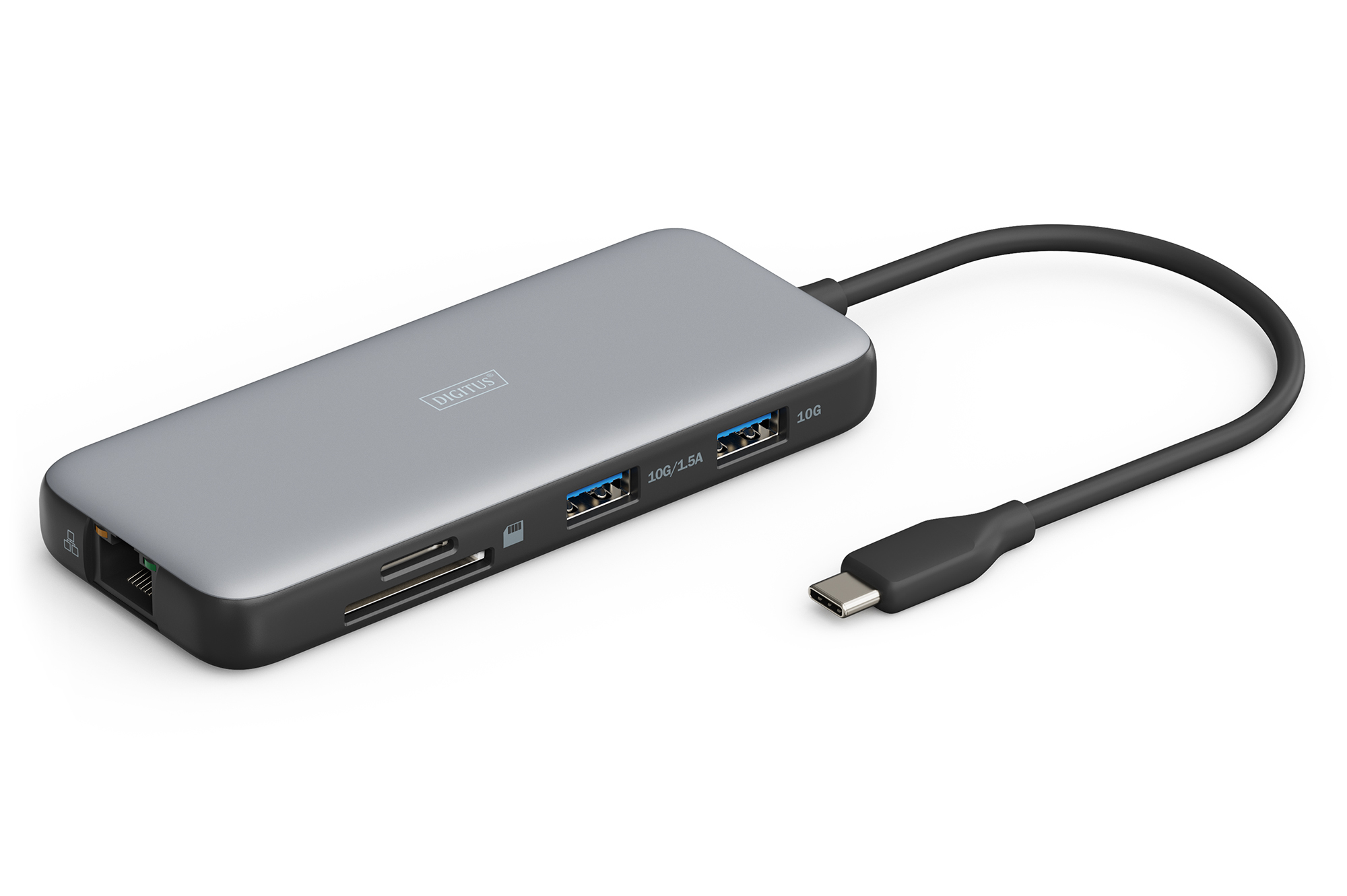 Digitus USB-C docking station, 8-port - DA-70915 - Ethernet LAN (RJ-45) ports 1 - HDMI ports quantity 2