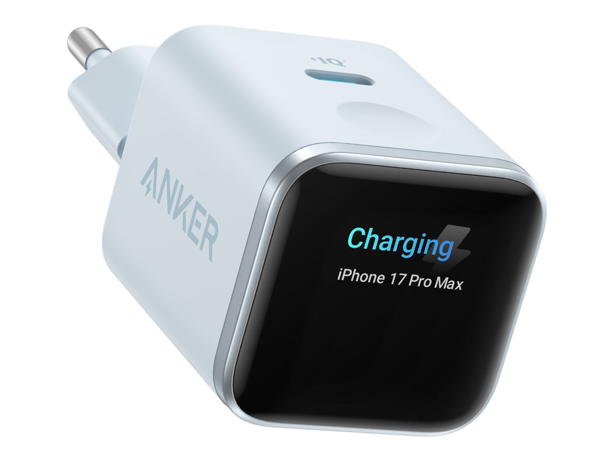 Anker Nano Charger 45W, Smart Display, Blue - A121DG31