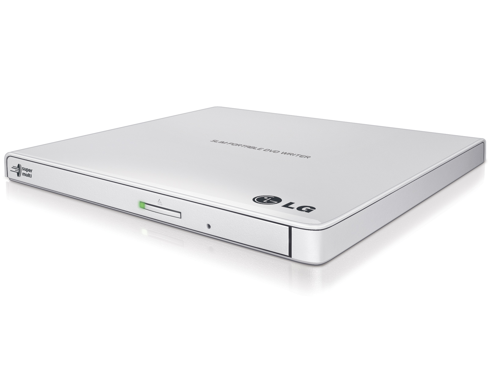 H.L Data Storage - Ultra Slim Portable DVD-Writer - GP57EW40 - Interface USB 2.0 - DVD±R/RW - CD read speed 24 x - CD write speed 24 x - White - Desktop/Notebook