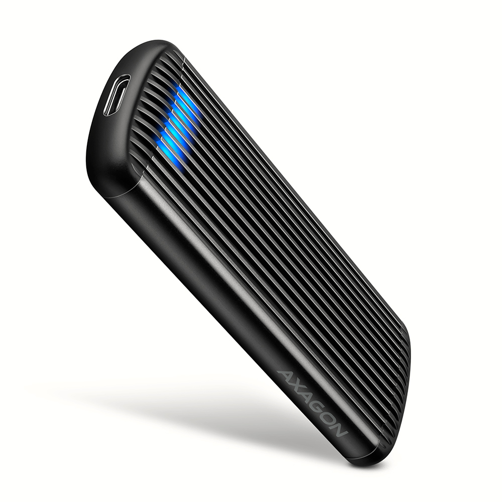 AXAGON USB-C 10Gbps M.2 NVMe SSD Enclosure, Screwless, RIBBED Aluminum - EEM2-SC