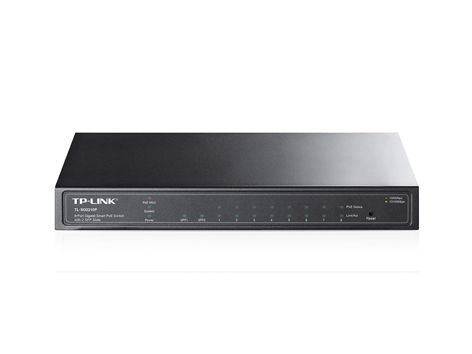 TP-LINK - Switch - TL-SG2210P - Web Managed - Desktop - SFP ports quantity 2 - Power over Ethernet (PoE) ports quantity 8 - Power supply type External - 36 month(s)