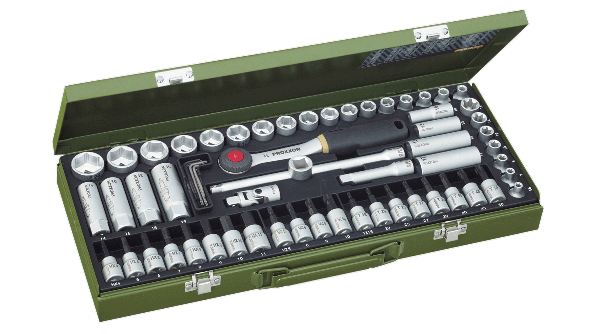 Proxxon - Socket and Ratchet Set, 3/8" - 65 pc(s)