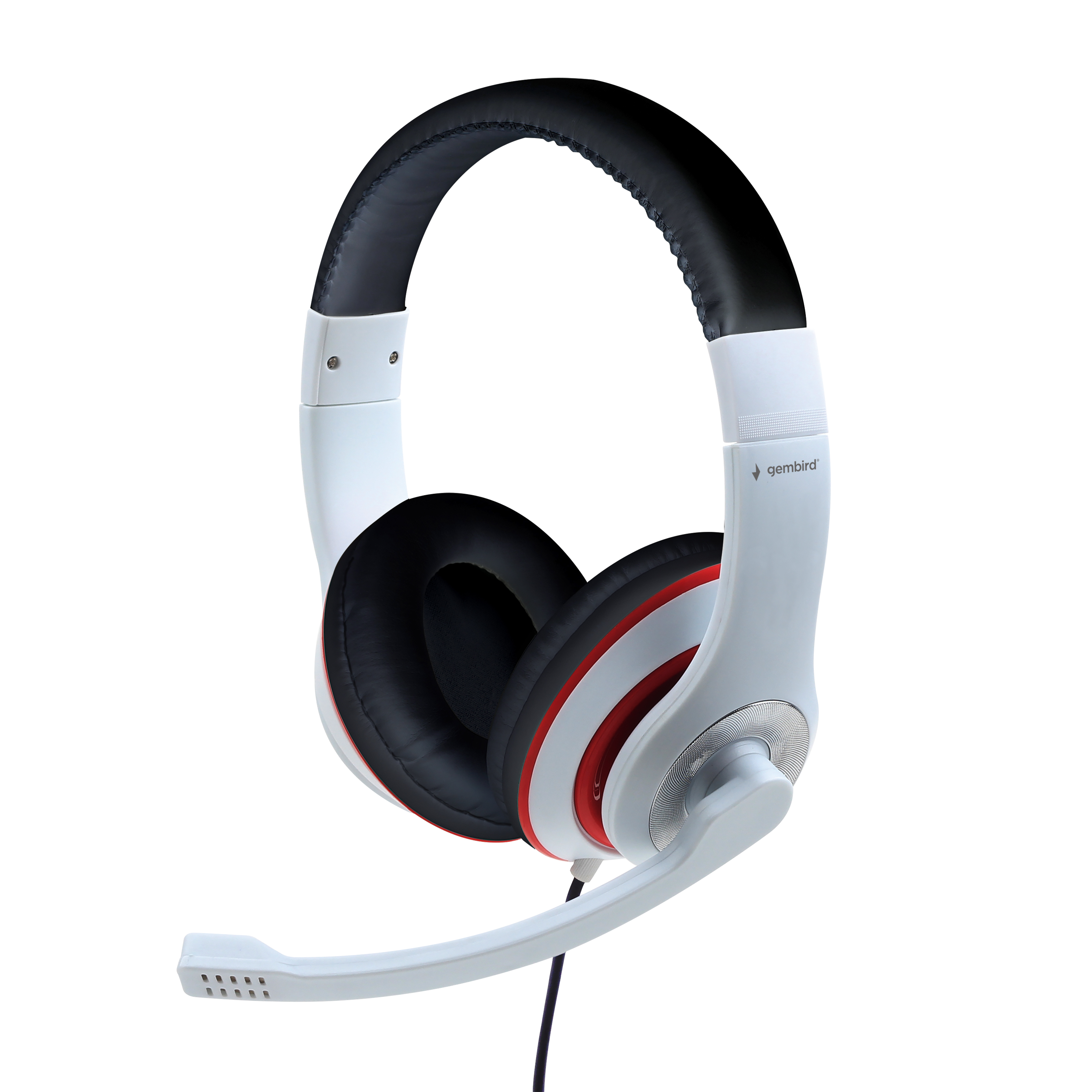 Gembird - Stereo Headset - MHS 03 WTRDBK - 3.5 mm - White and Black Color with Red Ring - Headset