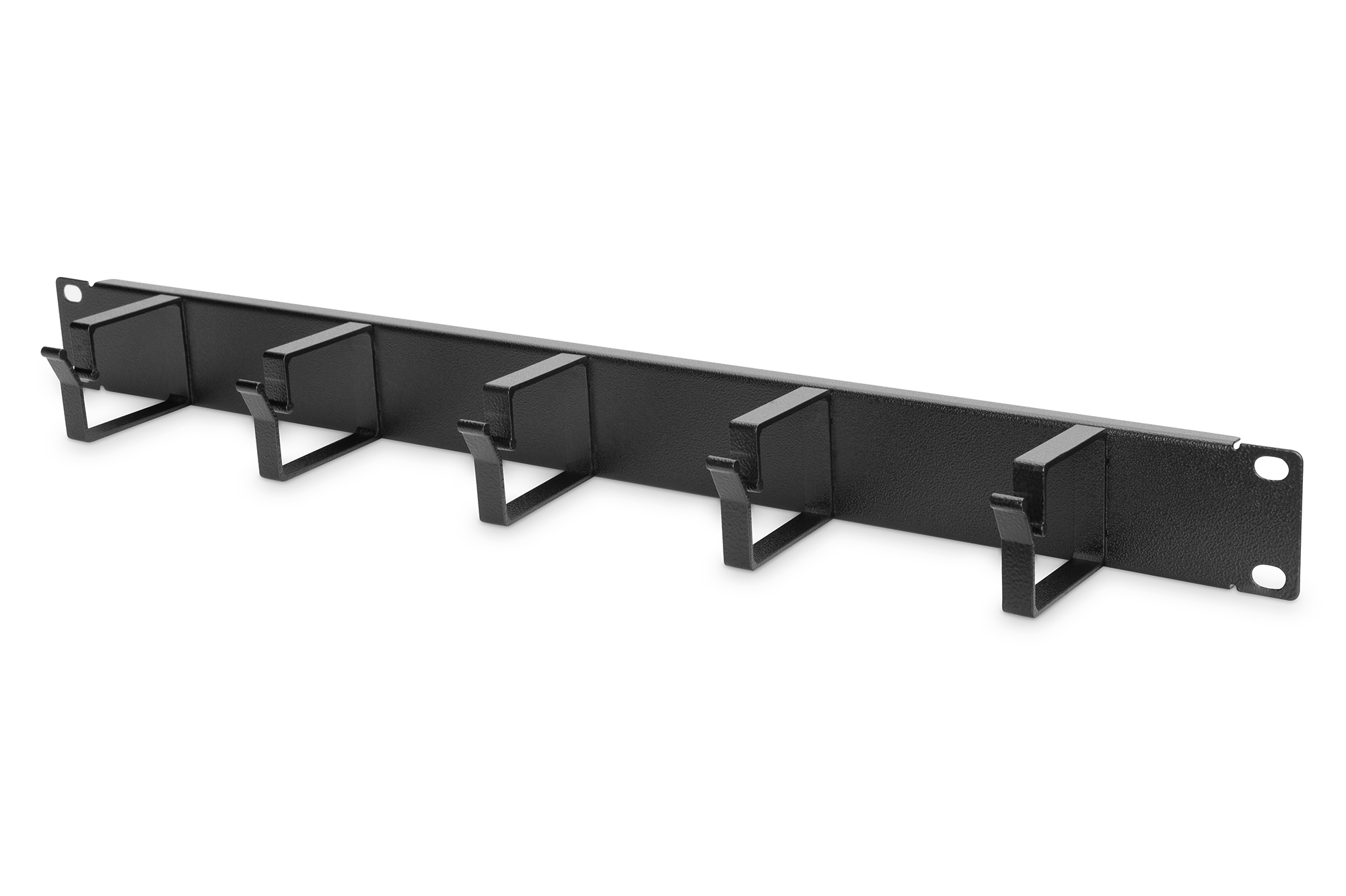 Digitus - Cable Management Panel - DN-97602 - 5x cable management ring (HxD: 40x60 mm). The Cable Management Panel is getting fixed on the 483 mm (19“) profile rails. Five cable guiding rings allow an easy, horizontal array of patch cables. It guarantees 