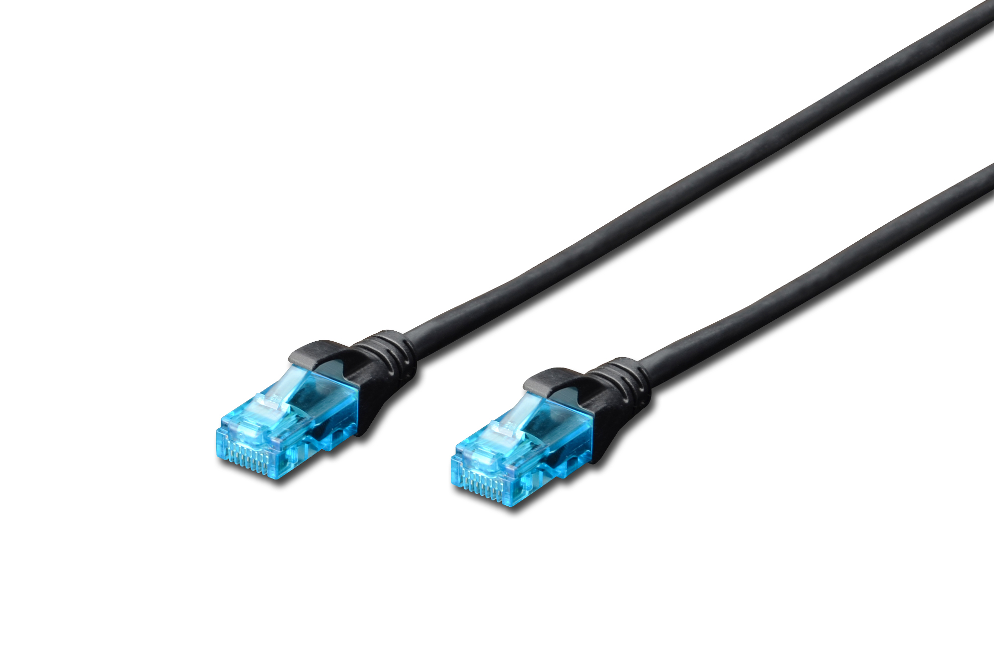 CAT 5e U-UTP - Patch cord - PVC AWG 26/7 - Boots with kink protection, strain relief and latch protection - Black - 1 m - Modular RJ45 (8/8) plug