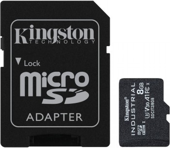 Kingston - UHS-I - 8 GB - microSDHC/SDXC Industrial Card - Flash memory class Class 10, UHS-I, U3, V30, A1 - SD Adapter