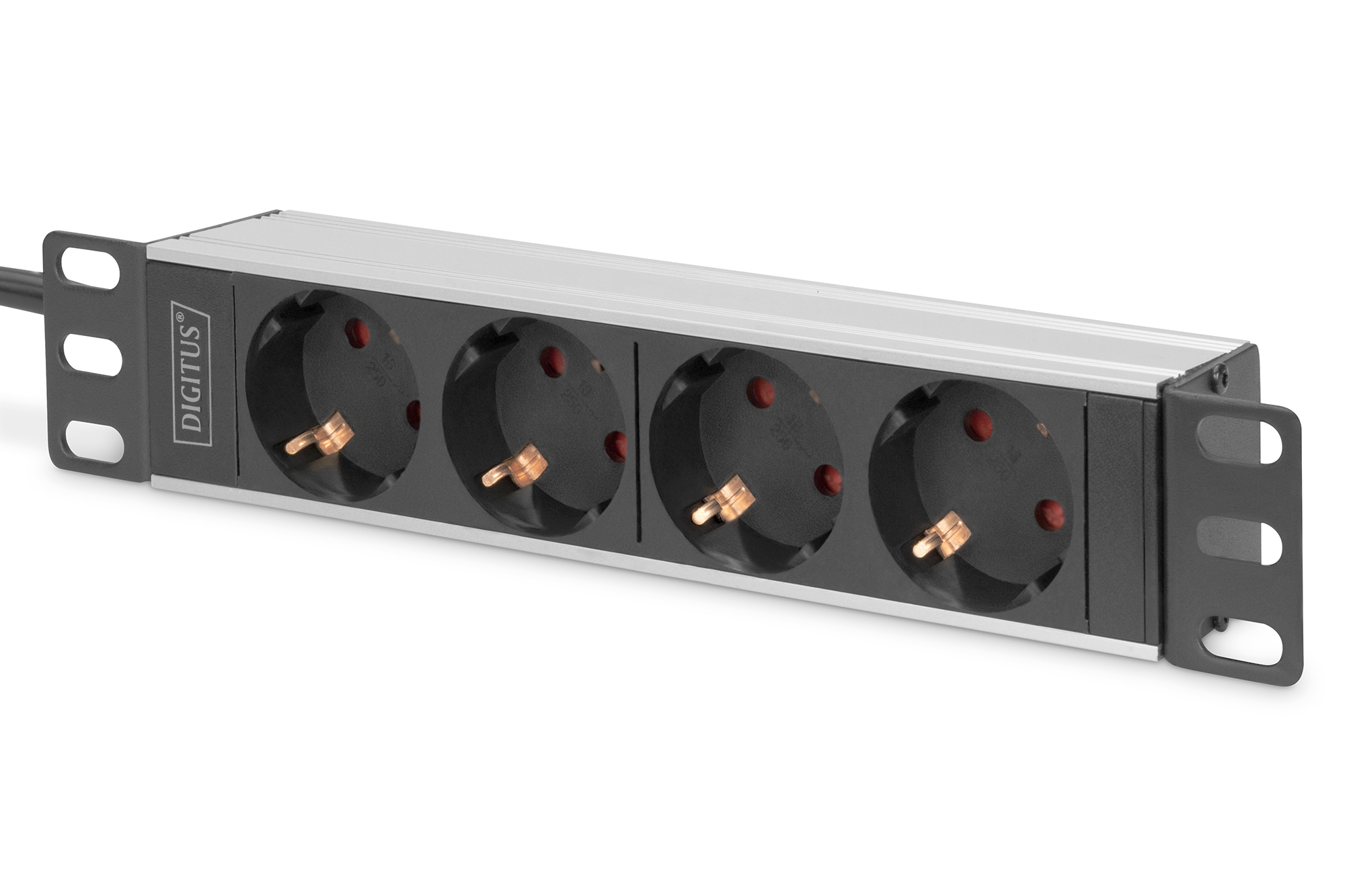 Digitus - 10” Socket Strip with Aluminum Profile, 4-way safety sockets - DN-95418