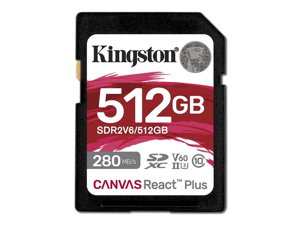 Kingston SDXC II V60 React Plus - SDR2V6/512GB - 512 GB - SDXC - Flash memory class Class 10, UHS-II, U3, V60