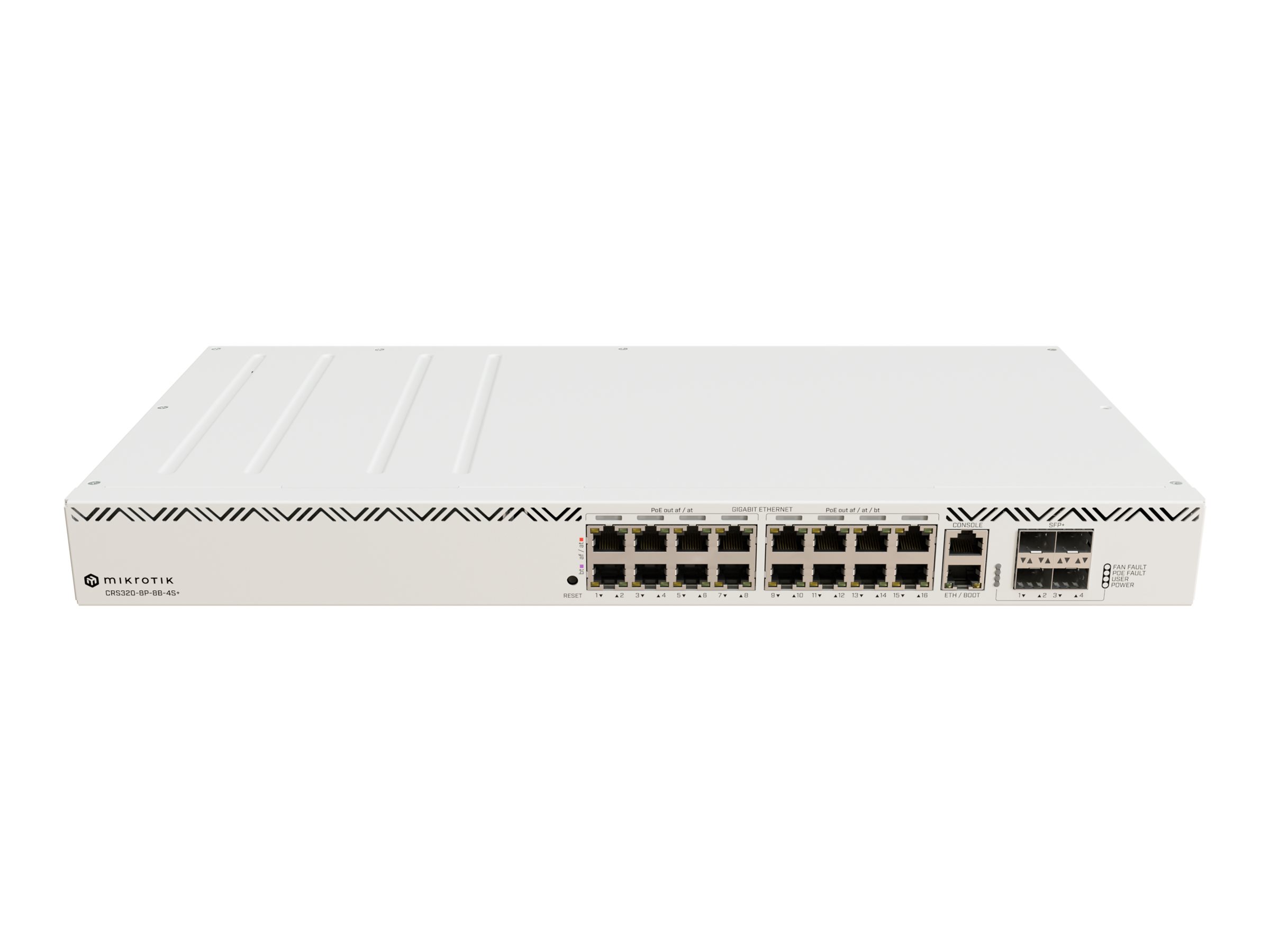 MikroTik - Cloud Router Switch - CRS320-8P-8B-4S+RM with RouterOS v7, 2U rackmount Enclosure - Mesh Support No - MU-MiMO No - No mobile broadband