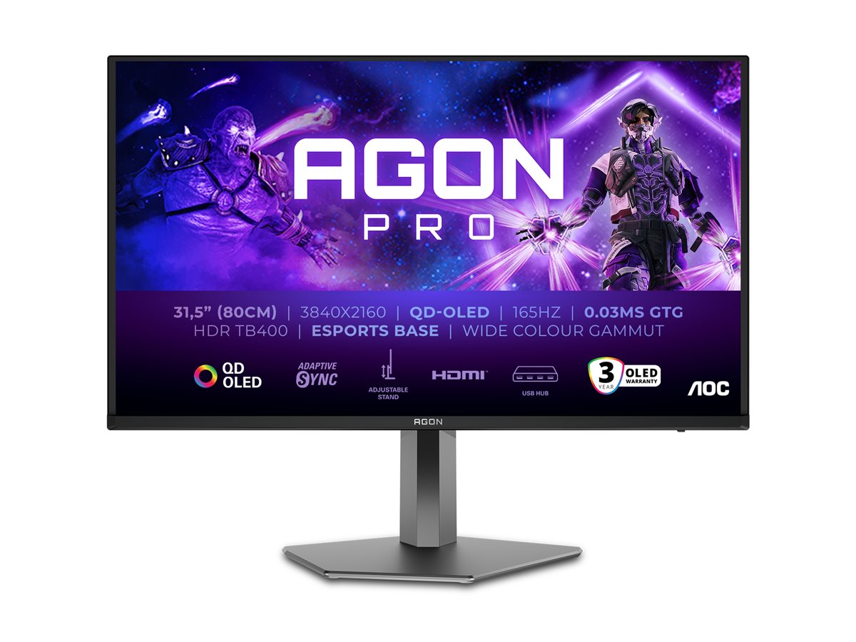 AOC - AG326UD - 32 " - OLED - 165 Hz - 0.03 ms - 3840 x 2160 pixels - 250 cd/m² - HDMI ports quantity 2