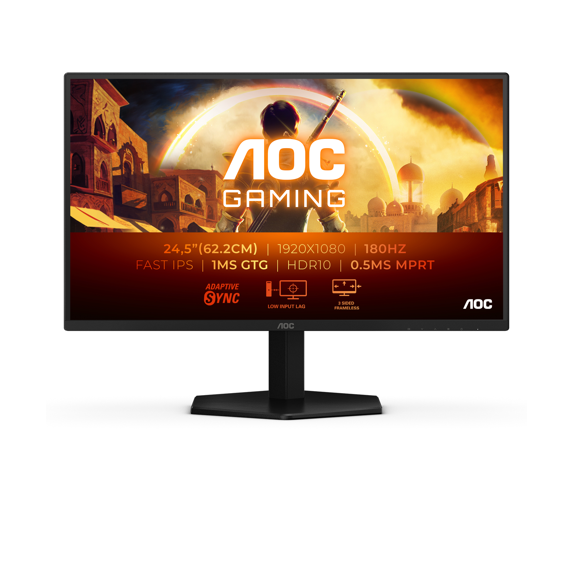 AOC - 25G42E - 25 " - IPS - FHD - 16:9 - 180 Hz - 1 ms - 1920 x 1080 pixels - 300 cd/m² - HDMI ports quantity 1 - Black