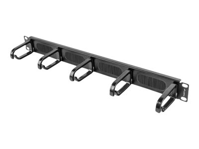 Lanberg 19" cable management brush panel 5 rings type B 1U - AK-1203-B - Black