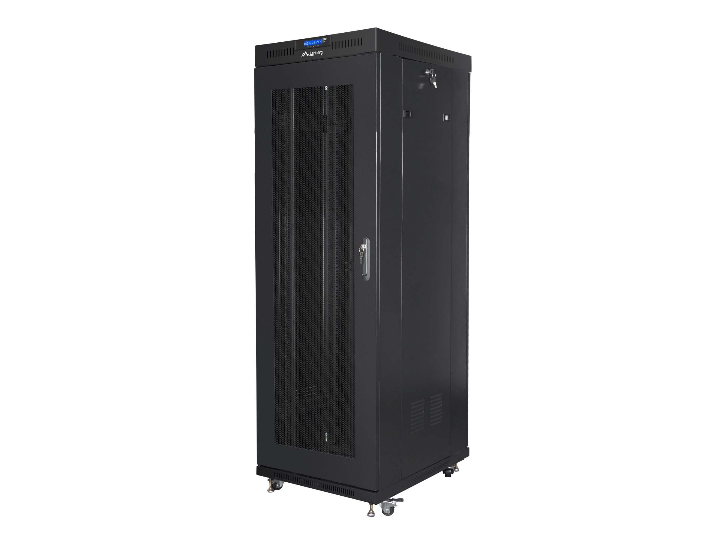 Lanberg - Rack cabinet 19" free-standing 37U/600x800 (flat pack) with mesh door, LCD - FF01-6837-23BL - Black