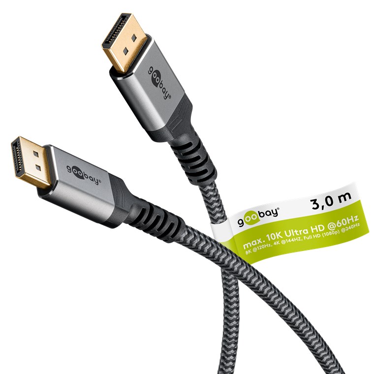 Goobay - DisplayPort Cable 2.0/2.1, 80 Gbit/s - 75686 - DisplayPort to  DisplayPort