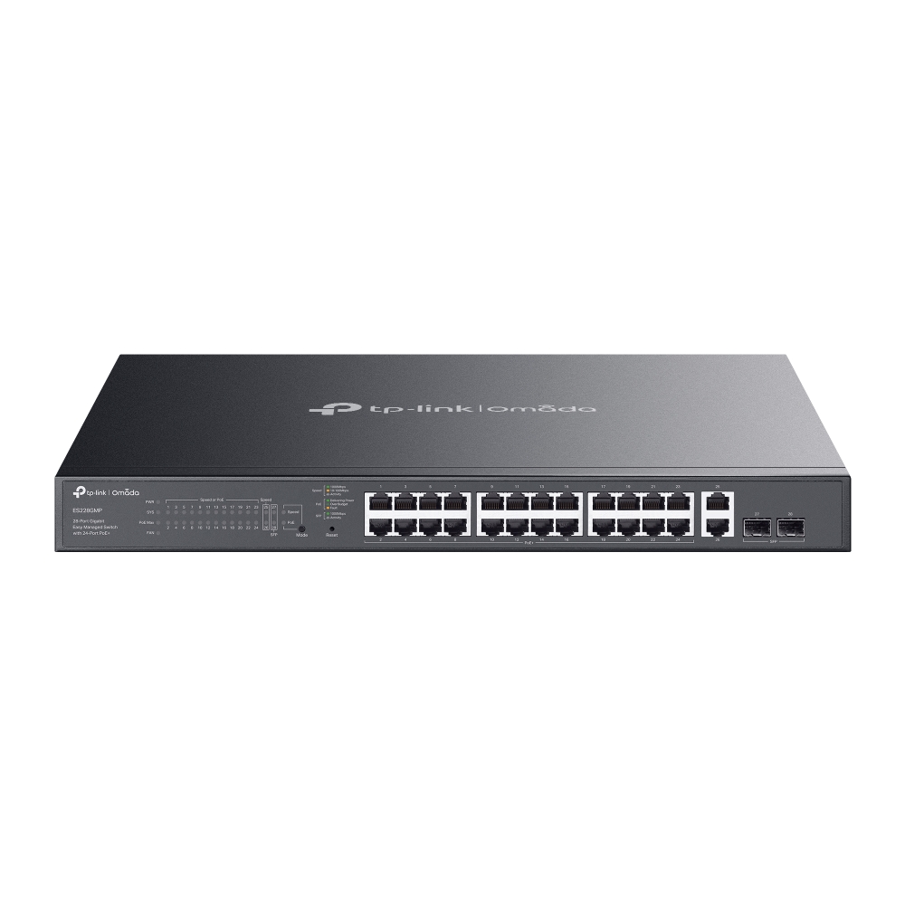 TP-LINK - Omada 28-Port Gigabit Easy Managed Switch with 24-Port PoE+ - ES228GMP - Managed - Rackmountable - SFP ports quantity 2