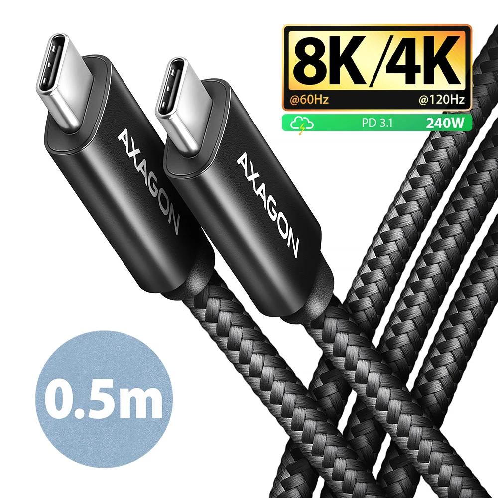 AXAGON - NewGEN+ USB-C to USB-C 4 Gen 3×2/240 W cable, 0.5 m - BUCM4X-CM05AB