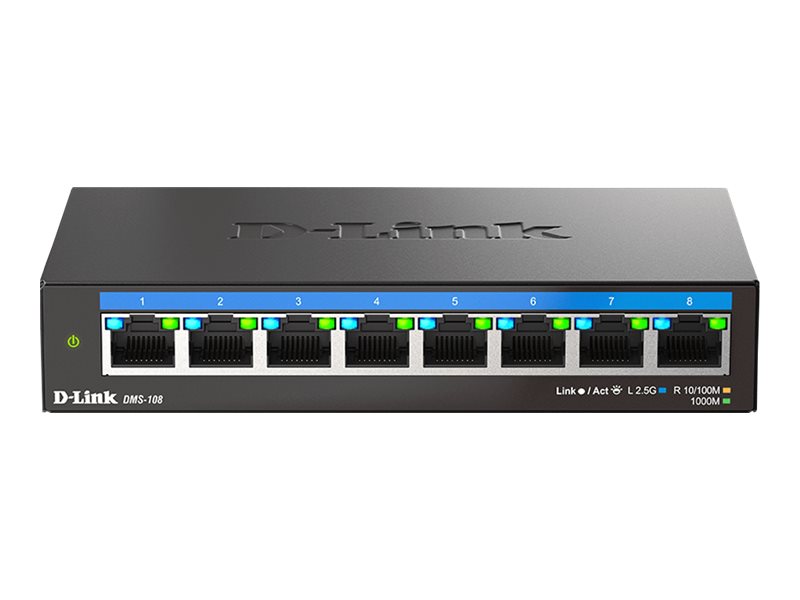 D-Link - DMS-108/E - 8-Port 2.5G Multi-Gigabit Desktop Switch - Desktop - Unmanaged