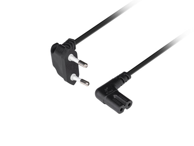 Lanberg CEE 7/16 to EC 320 C7 Euro (radio) power cord 1.8m angled VDE - CA-C7CA-12CC-0018-BK