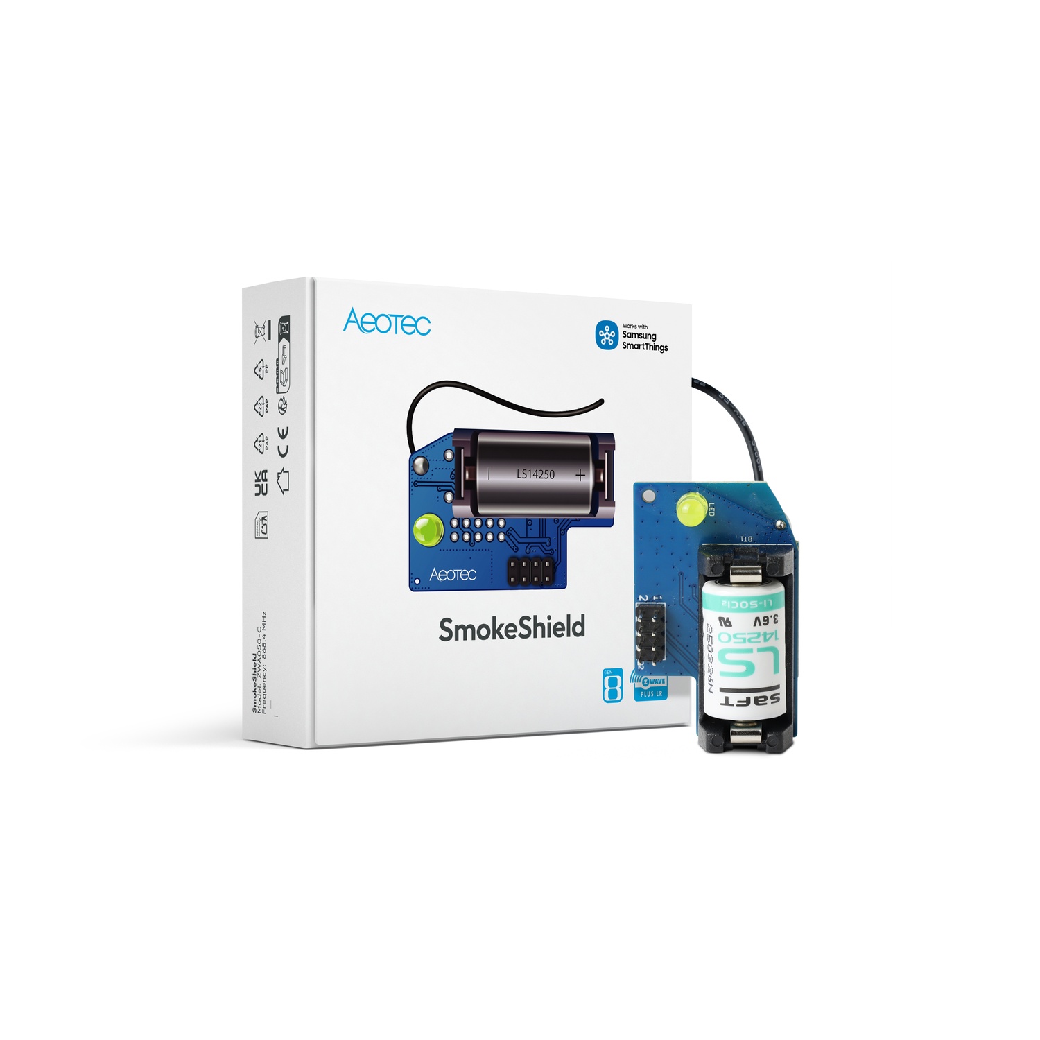 AEOTEC SmokeShield Z Wave 800 Series for Ei Smoke & Heat Detectors Ei650W, Ei650iW, Ei630W and Ei630 Kit - AEOEZWA050_SET
