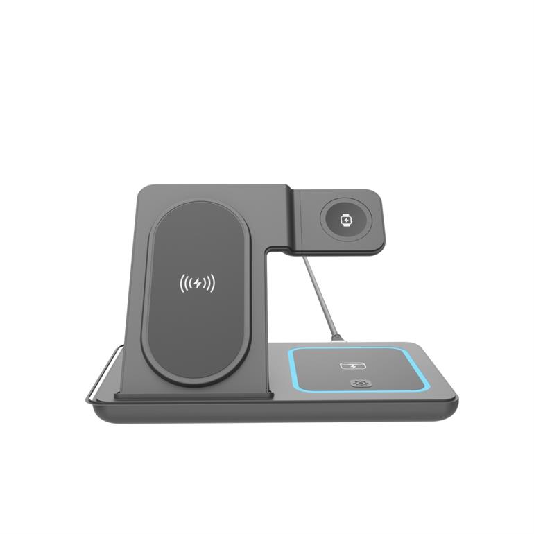 Gembird 3-in-1 foldable wireless charger stand - TA-WPC31A-01-BK