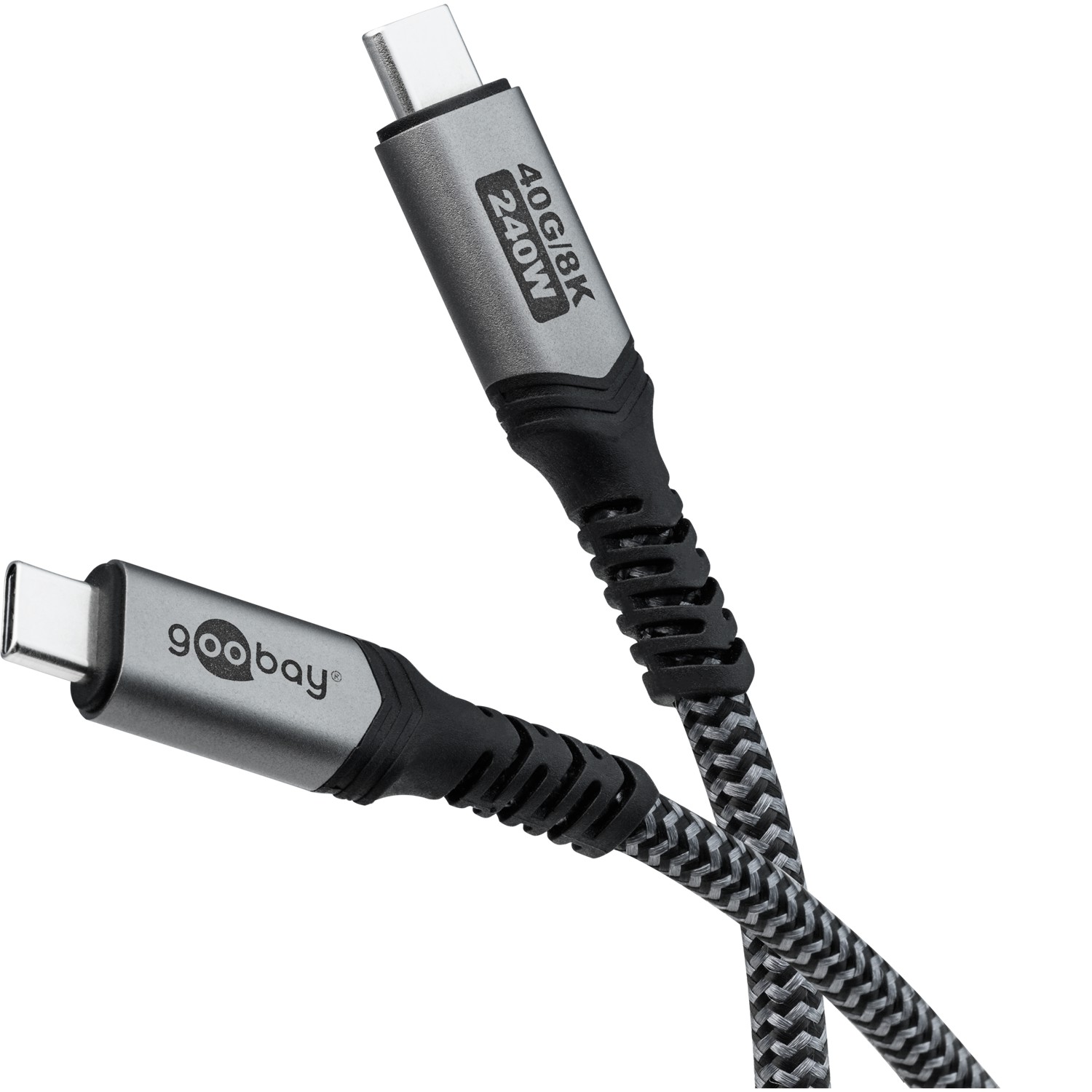 Goobay USB-C Cable, USB4, 1.8 m, bBack/Silver - USB-C to USB-C