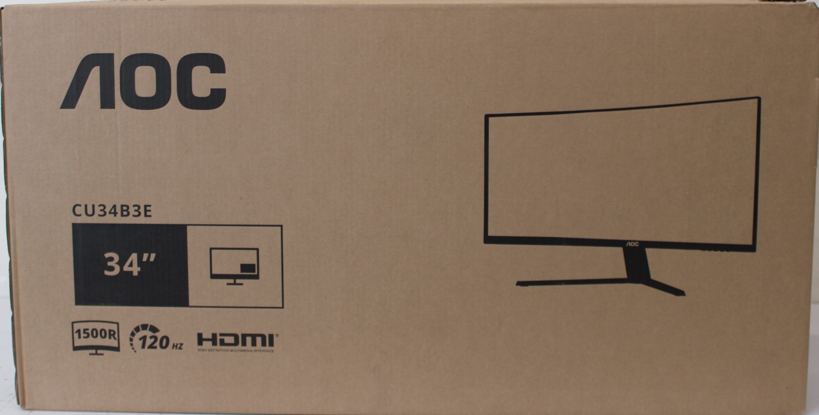 SALE OUT. AOC CU34B3E Curved 34" 3440x1440/21:9/300cd/m2/4ms HDMI, DisplayPort, USB, Audio out - Warranty 36 month(s) - DAMAGED PACKAGING