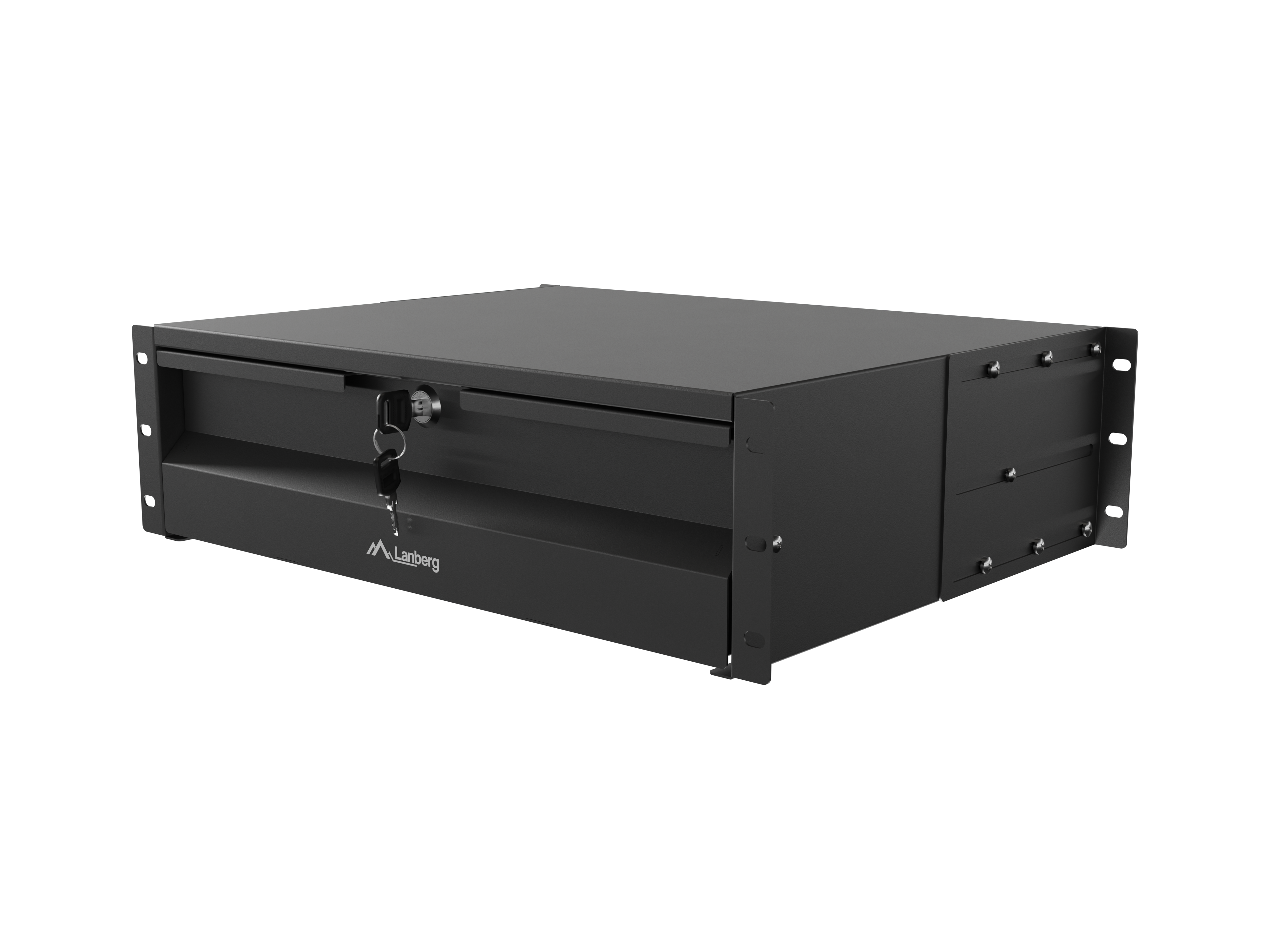 Lanberg 19" Drawer 3U, max load capacity up to 90 kg 4 point assembly - AK-2003-B - 48.26 x 36 x 13.2 cm - Black