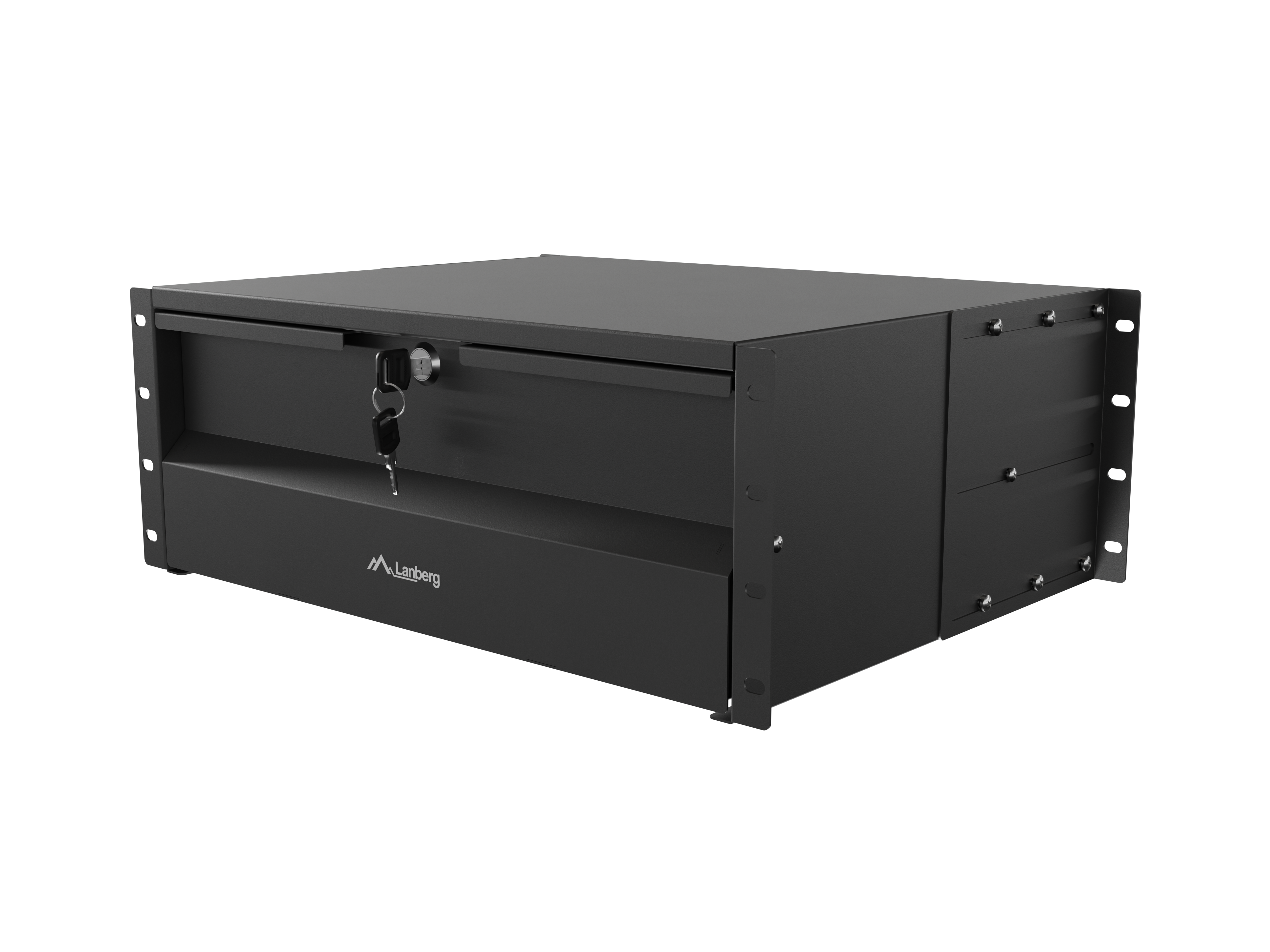 Lanberg 19" Drawer 4U, max load capacity up to 90 kg 4 point assembly - AK-2004-B - 48.26 x 36 x 17.6 cm - Black