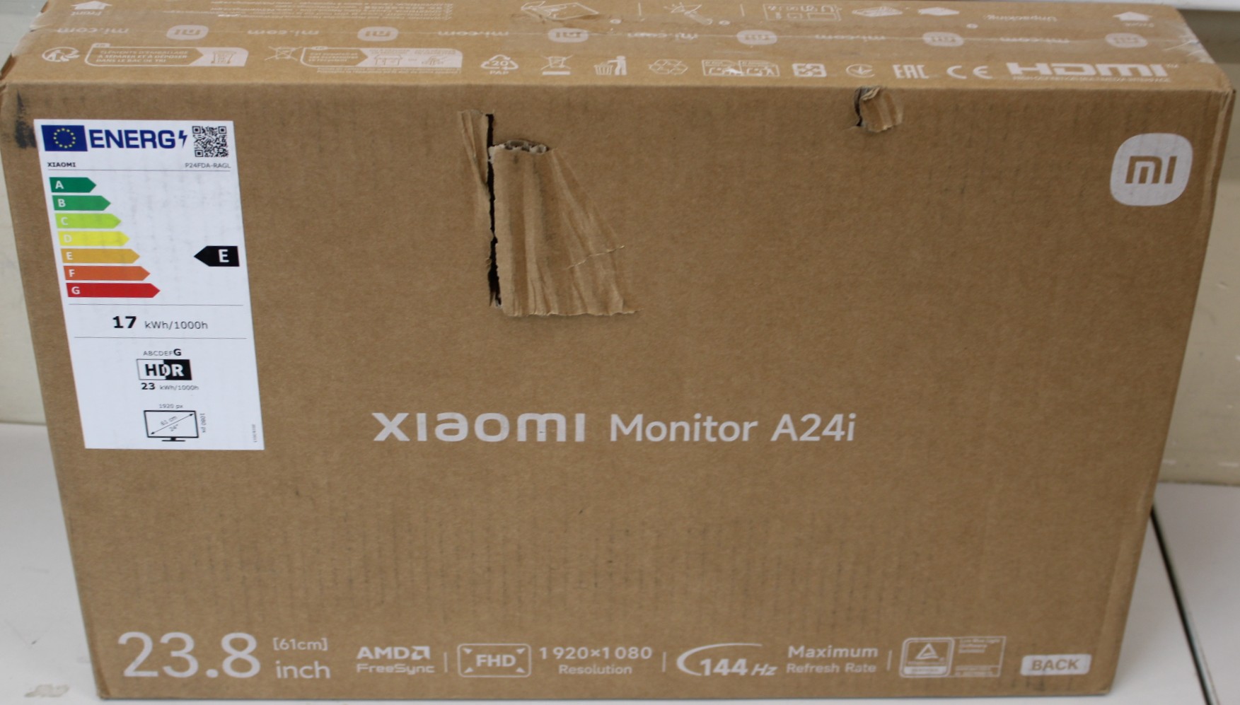 SALE OUT. Xiaomi Monitor A24i 2026 - SALE OUT. - Xiaomi Monitor A24i 202 - 24 " - IPS - FHD - 16:9 - 144 Hz - 6 ms - 1920 x 1080 pixels - 300 cd/m² - HDMI ports quantity 1 - Warranty 24 month(s) - DAMAGED PACKAGING