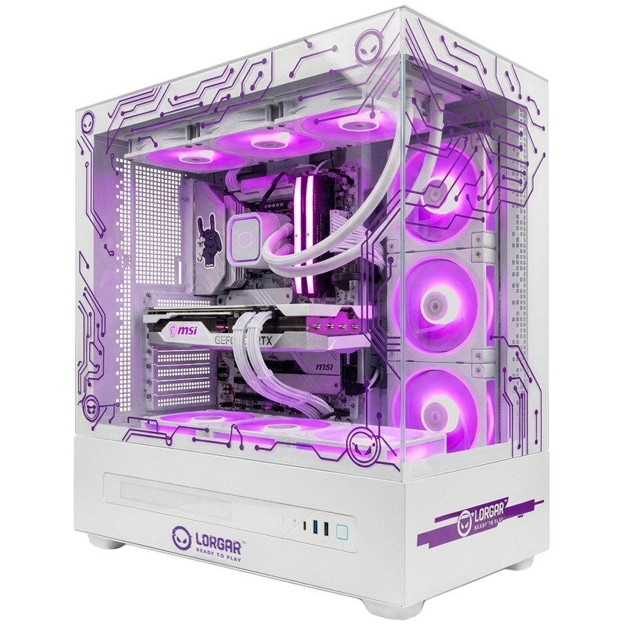 LORGAR PRO P401 - AMD 7800X3D 8C/16T, 360 AIO, NVIDIA RTX 5070Ti 16GB, 32GB@6400mhz, 2TB SSD NVME, 850W PSU, White, 3Y