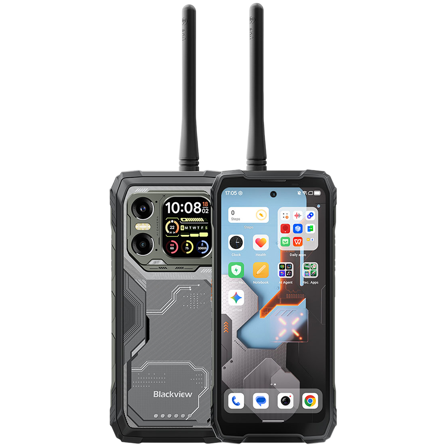 Blackview XPLORE 1 Walkie-talkie 22km 5G Rugged Phone 6.78-inch FHD 2460x1080 120Hz+2.01-inch 296x240 12+256GB MTK Dimensity 7050 octa-core 2.4Ghz Cam 50+64MP+20MP Night Vision 20000mAh NFC Gorilla Glass 5 Android 15 MIL-STD Black
