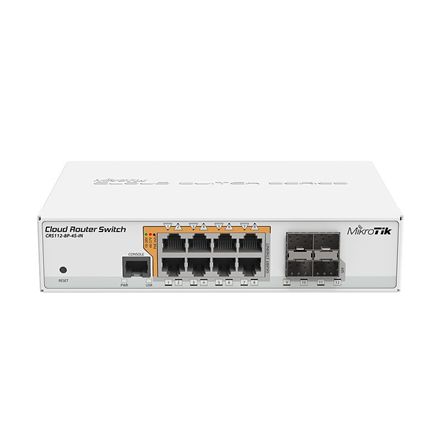 MikroTik - Cloud Router Switch CRS112-8P-4S-IN - Web managed - Desktop - Gigabit Ethernet (copper) ports quantity 8 - SFP ports quantity 4 - 12 month(s)