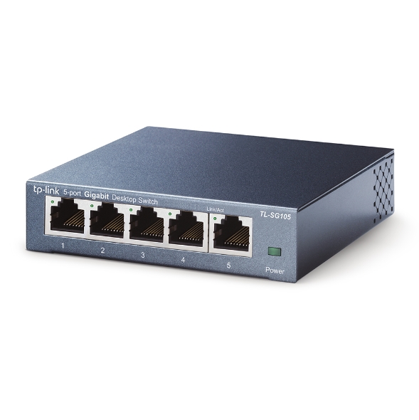 TP-LINK - Switch - TL-SG105 - Unmanaged - Desktop - Gigabit Ethernet (copper) ports quantity 5 - Power supply type External - 24 month(s)