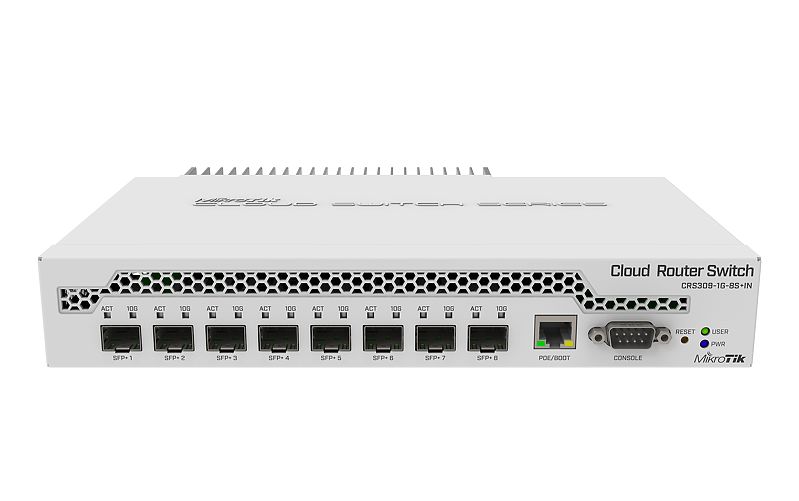 MikroTik - Switch - CRS309-1G-8S+IN - Web managed - Desktop - Gigabit Ethernet (copper) ports quantity 1 - SFP+ ports quantity 8