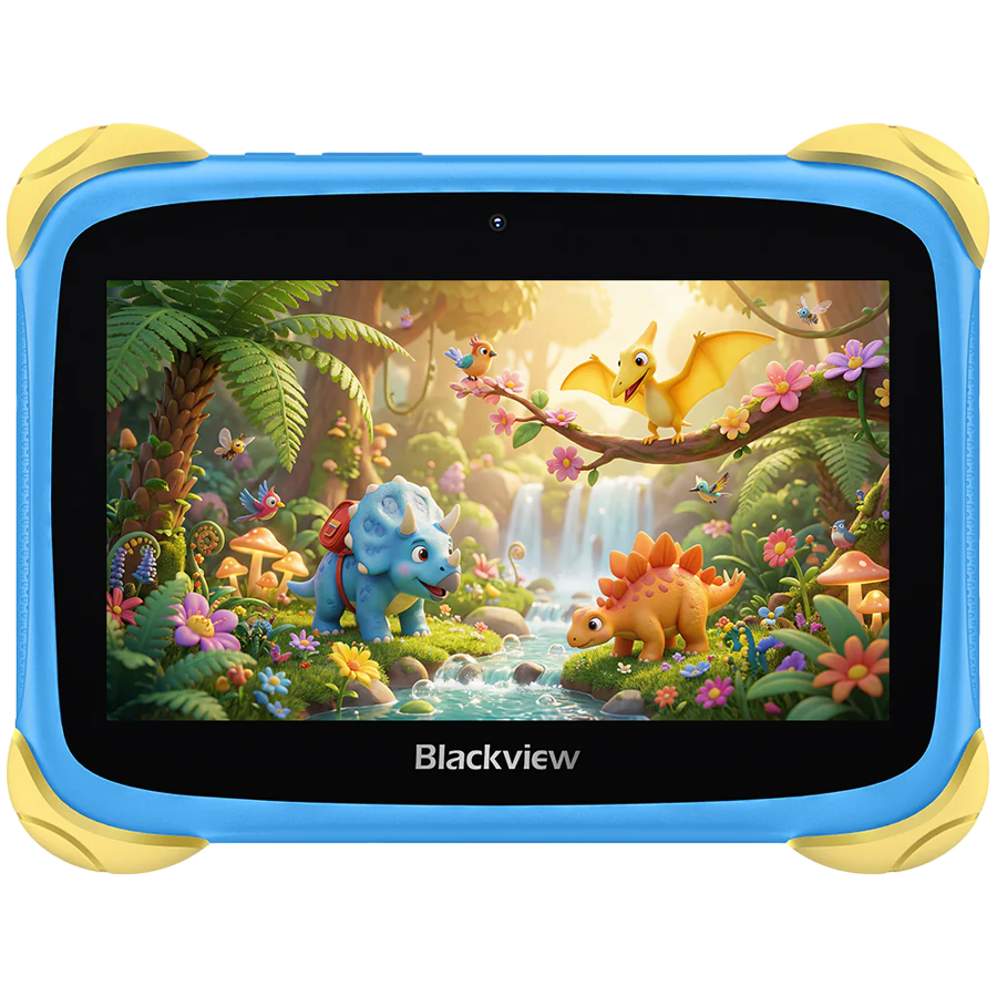 Blackview Link 1 Kids Mini WiFi6 7-inch 1024x600 HD+ 60Hz RK3562 2.0Hz 3GB+32GB 3000mAh Cam 2MP 5MP Stylus glass protector Handle Stand design Android 16 Brave Blue