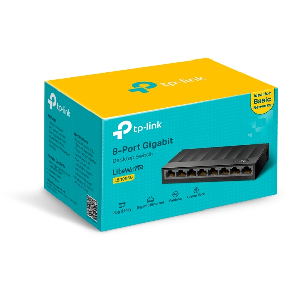 TP-LINK - Desktop Switch - LS1008G - Unmanaged - Desktop - Power supply type External