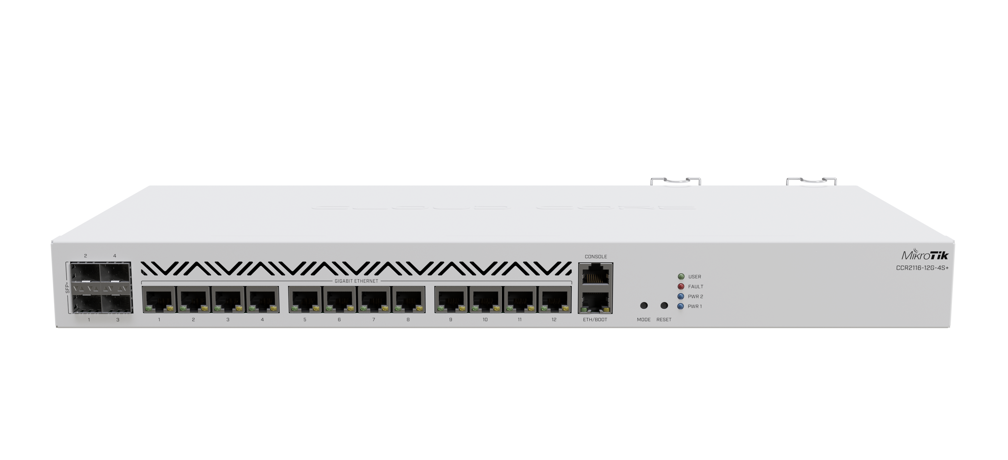 Mikrotik Cloud Core Router CCR2116-12G-4S+, 16-CORE 2 GHZ ARM CPU, 16 GB DDR4 RAM, 4x10G SFP+ ports, 13xGigabit LAN ports, 1x RJ45 Serial port, 1x M.2 slots, 16 core CPU, 16 GB RAM, Dual redundant power supply, RouterOS L6 - MikroTik - Cloud Core Router |