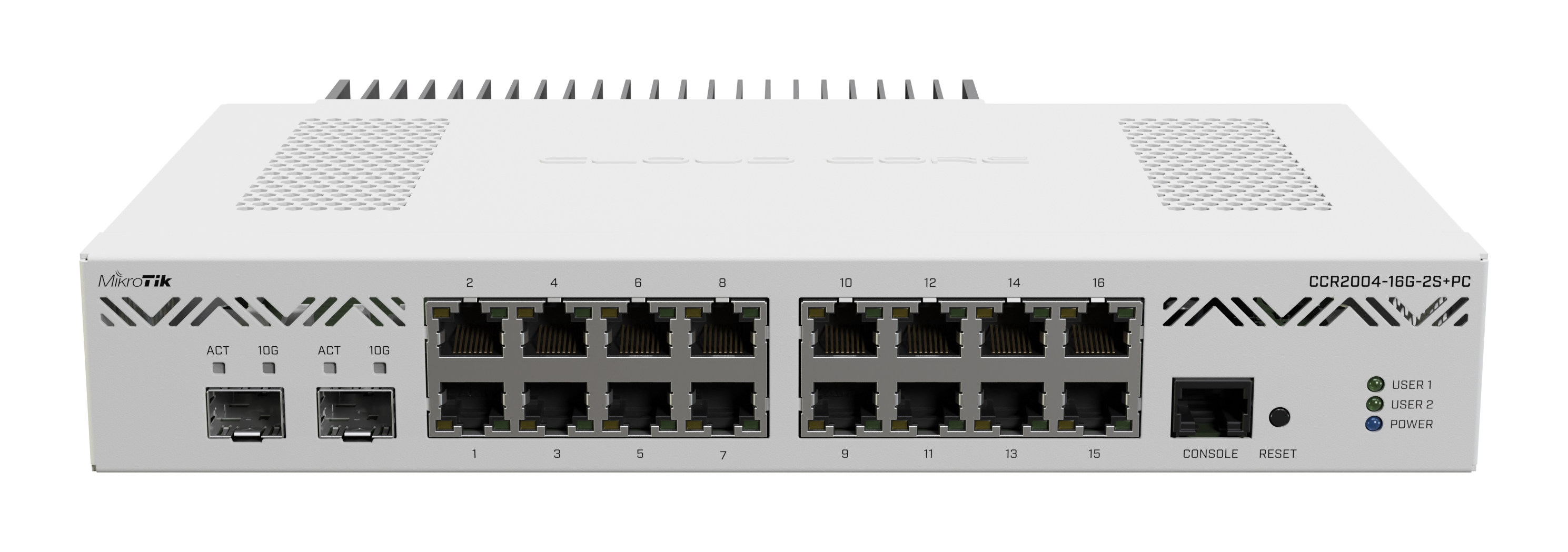 Mikrotik CCR2004-16G-2S+PC - MikroTik - Ethernet Router - CCR2004-16G-2S+PC - 10/100/1000 Mbit/s - Mesh Support No - MU-MiMO No - No mobile broadband