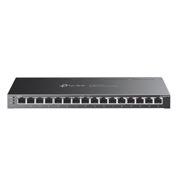 TP-LINK - etStream 16-Port Gigabit Smart Switch with 8-Port PoE+ - TL-SG2016P - Web managed - Desktop - Power supply type External