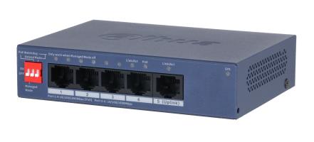 Switch|DAHUA|CS4005-4GT-36|Switch type Managed|Switch layer L2|Form factor Desktop/Wall-Mounting|5xRJ-45 ports|RJ-45 Ports Type Gigabit Ethernet (10/100/1000)|5xGigabit Ethernet (copper) ports quantity|Power over Ethernet (PoE) Yes|4xPower over Ethernet (