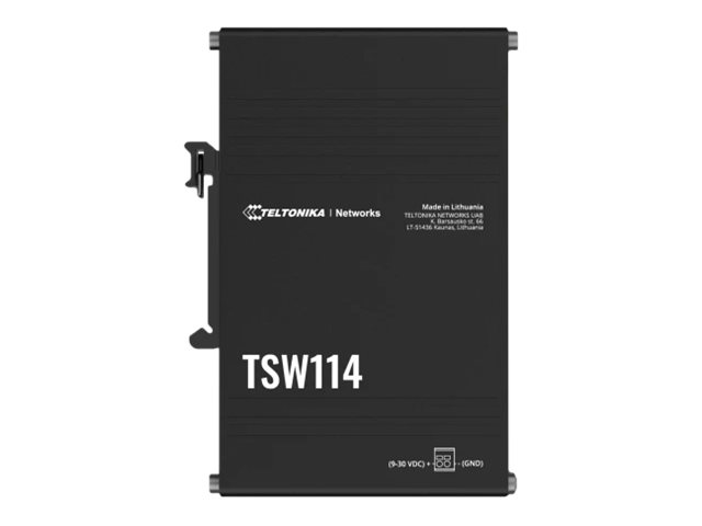 Teltonika - DIN Rail Switch - TSW114 - Unmanaged - Wall-mountable - Gigabit Ethernet (copper) ports quantity 5 - Power supply type 2-pin industrial DC power socket