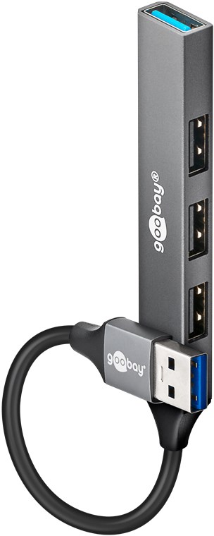 Goobay Slim 4-Port USB Hub, USB-A to USB-A, 5 Gbit/s - 74456