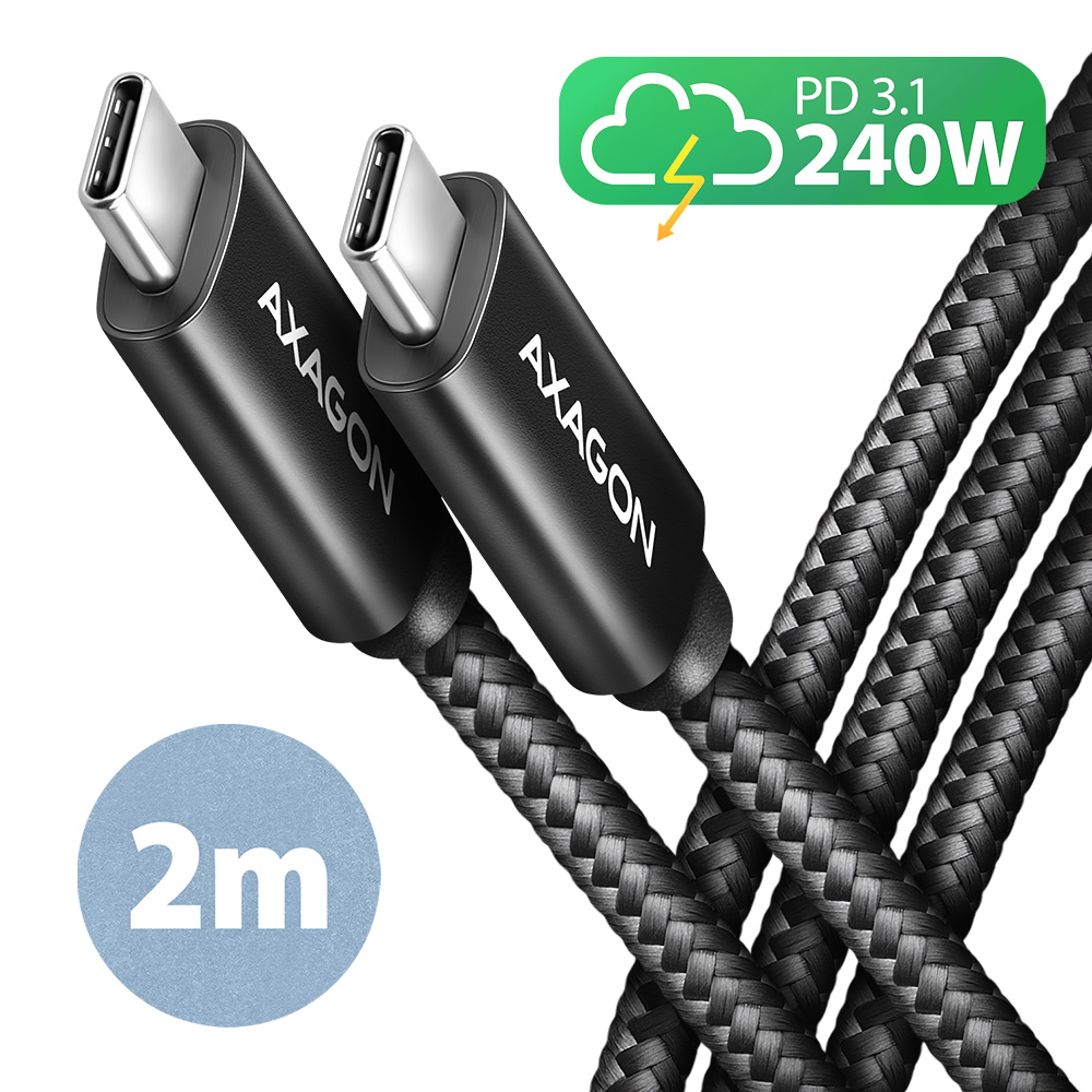 AXAGON - Data and charging USB 480Mbps cable, 2 m - BUCM2-CM20AB - USB-C to USB-C