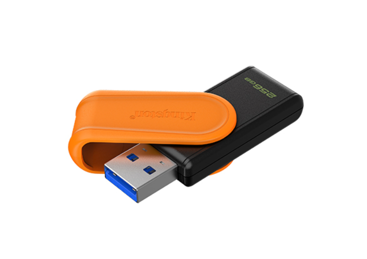Kingston USB Flash Drive - DataTraveler Exodia S - 256 GB - USB Type-A - Black/Orange