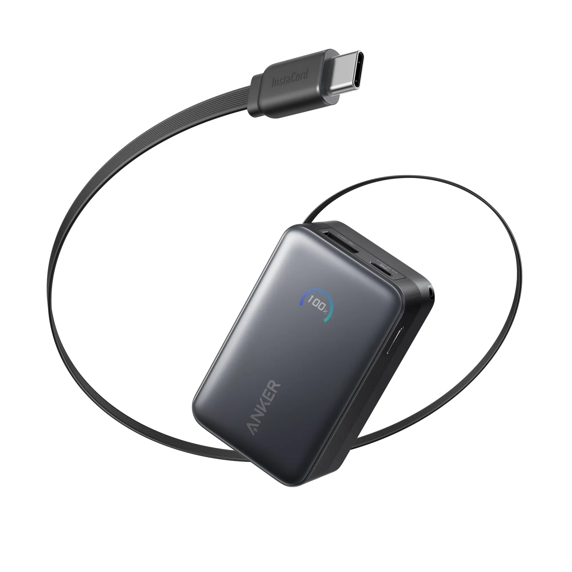 Anker Nano Power Bank 45W with Built-In Retractable USB-C Cable - A1638H11 - 10000 mAh - Black