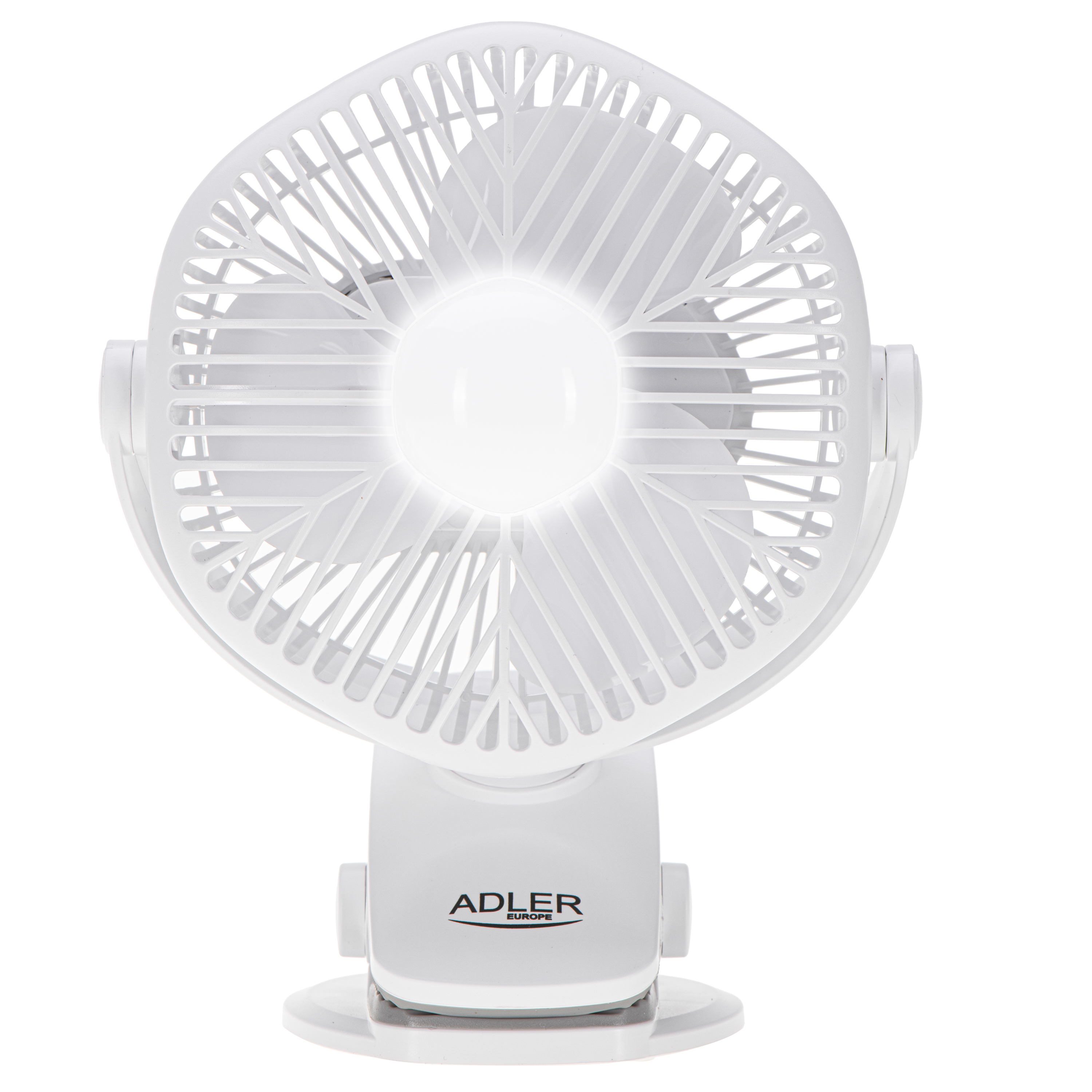 Adler Rechargeable fan with clip - AD 7335 - Table Fan - 6 W - Diameter 12.7 cm - Number of speeds 3 - Oscillation - White