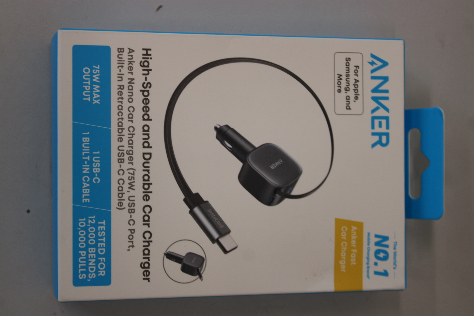 SALE OUT. Anker Nano Car Charger (75W, USB-C Port, Built-In Retractable USB-C Cable) - Anker Nano Car Charger (75W, USB-C Port, Built-In Retractable USB-C Cable) - DEMO