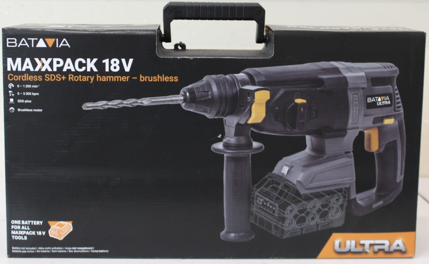 SALE OUT. Batavia 18V brushless hammer drill 2.2 J / SDS+ / Without battery and charger in BMC - Batavia B.V. 18V Cordless Brushless Rotary Hammer SDS+, Without Battery and Charger in BMC - DAMAGED PACKAGING